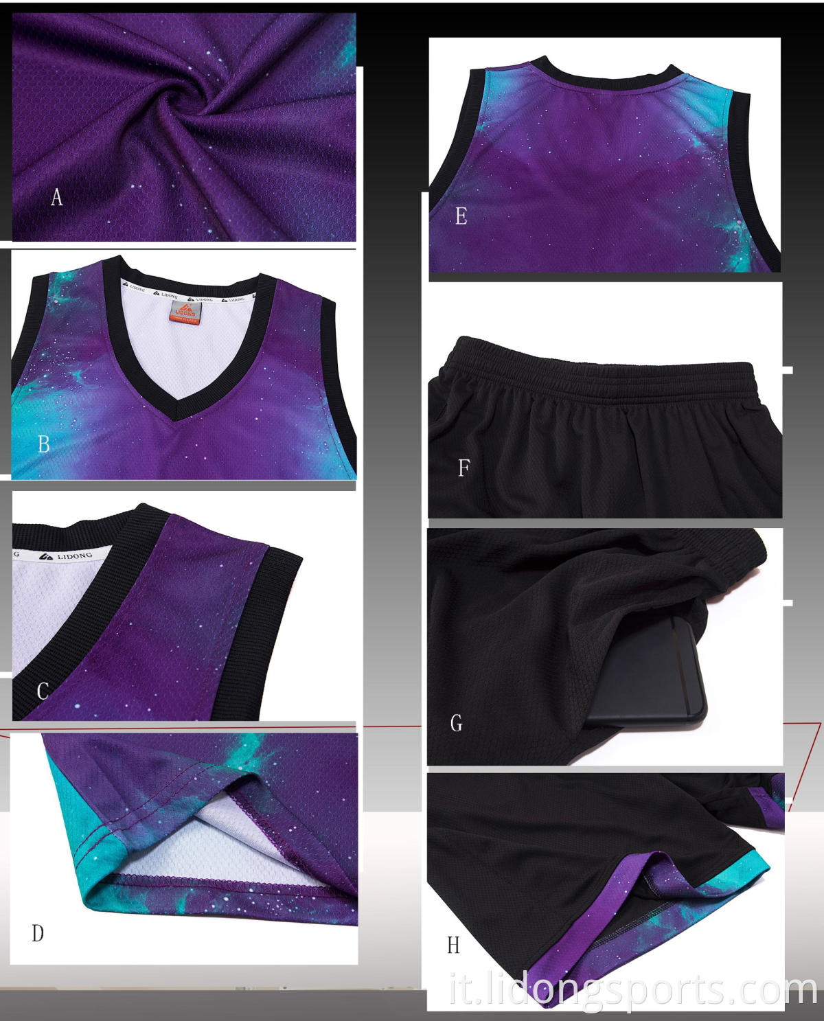 Basketball Wear OEM Basketball Jersey Fai da te stampa fai da te maglia di sublimazione maglia da basket per l'ingrosso